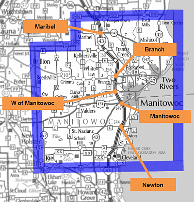 Manitowoc County park and ride lots.