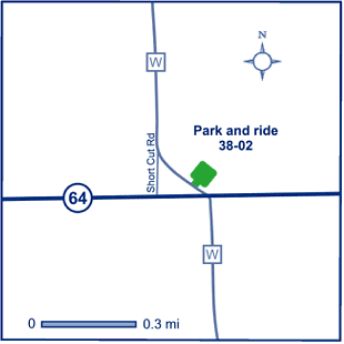 Map of Marinette County park and ride lot E of Pound (WIS 64/County W) #3802