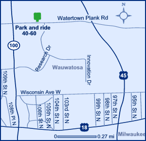 Map of Milwaukee County park and ride lot Wauwatosa (US 45/Watertown Plank Rd.) #4060