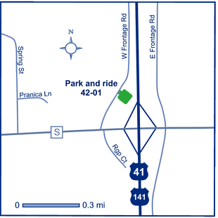 Map of Oconto County park and ride lot Sobieski (US 41/US 141/County S) #4201