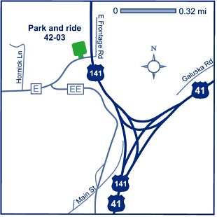 Map of Oconto County park and ride lot Abrams (US 141/County E) #4203