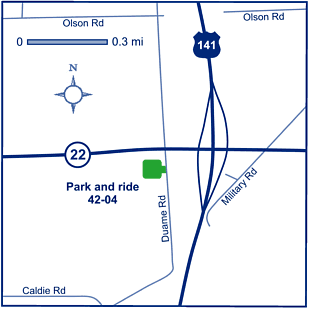 Map of Oconto County park and ride lot Stiles Junction (US 141/WIS 22) #4204