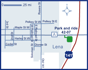 Map of Oconto County park and ride lot Lena (US 141/County A) #4207