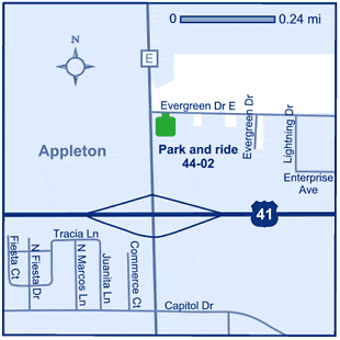 Map of Outagamie County park and ride lot Appleton (US 41/County E (Ballard Rd.)) #4402