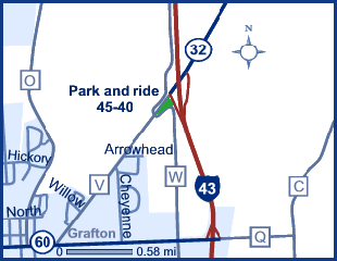Map of Ozaukee County park and ride lot Grafton (I-43/County V) #4540