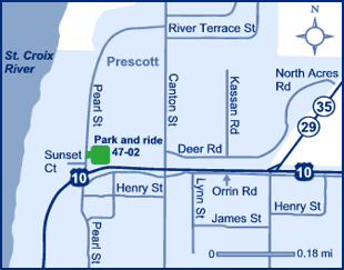 Map of Pierce County park and ride lot Prescott (US 10/Pearl St.) #4702
