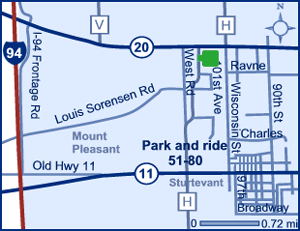 Map of Racine County park and ride lot Sturtevant (WIS 20/County H), Sturtevant Train Station #5180