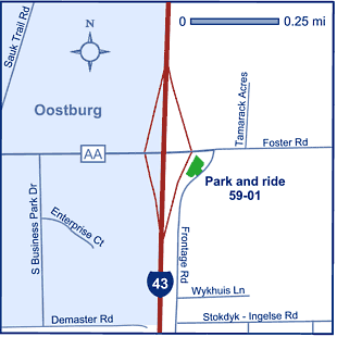 Map of Sheboygan County park and ride lot Oostburg (I-43/County AA) #5901