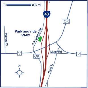 Map of Sheboygan County park and ride lot S of Sheboygan (I-43/County V) #5902