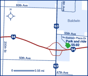 Map of St. Croix County park and ride lot Baldwin (I-94/US 63) #5502