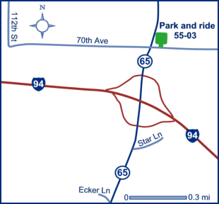Map of St. Croix County park and ride lot Roberts (I-94/WIS 65) #5503