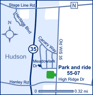 Map of St. Croix County park and ride lot SE of Hudson (S of I-94/WIS 35) #5507