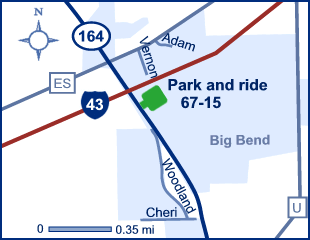 Map of Waukesha County park and ride lot Big Bend (I-43/WIS 164) #6715