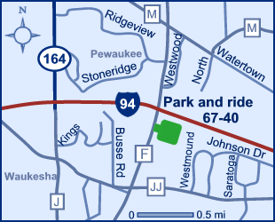 Map of Waukesha County park and ride lot Waukesha (I-94/County F) #6740