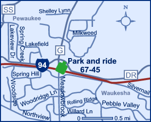 Map of Waukesha County park and ride lot Pewaukee (I-94/County G) #6745