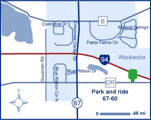 Map of Waukesha County park and ride lot Oconomowoc (I-94/WIS 67) #6760