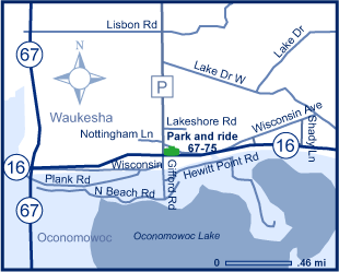 Map of Waukesha County park and ride lot Oconomowoc Lake (WIS 16/County P) #6775