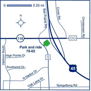 Map of Winnebago County park and ride Butte des Morts (US 45/WIS 116) #7002