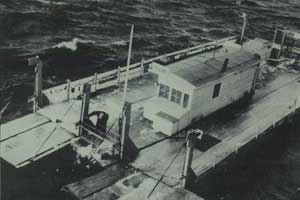 Black and white photo of the Merrimac Ferry, Colsac I.