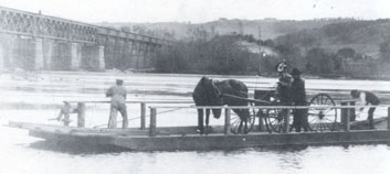The old Merrimac ferry - carrying horse, buggy and a few passengers.